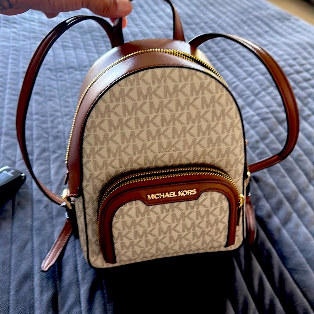 Michael Kors Brown and Cream Backpack